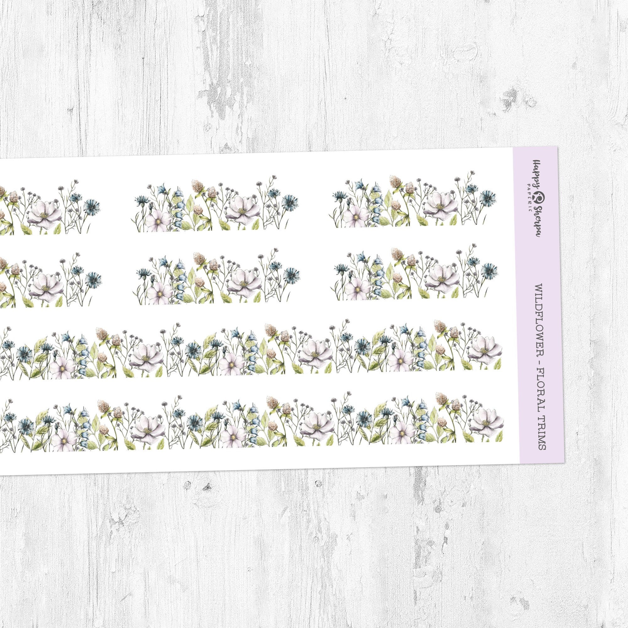 Wildflower - Floral Trims - Deco Stickersheet | Planner, Bullet Journal Stickers