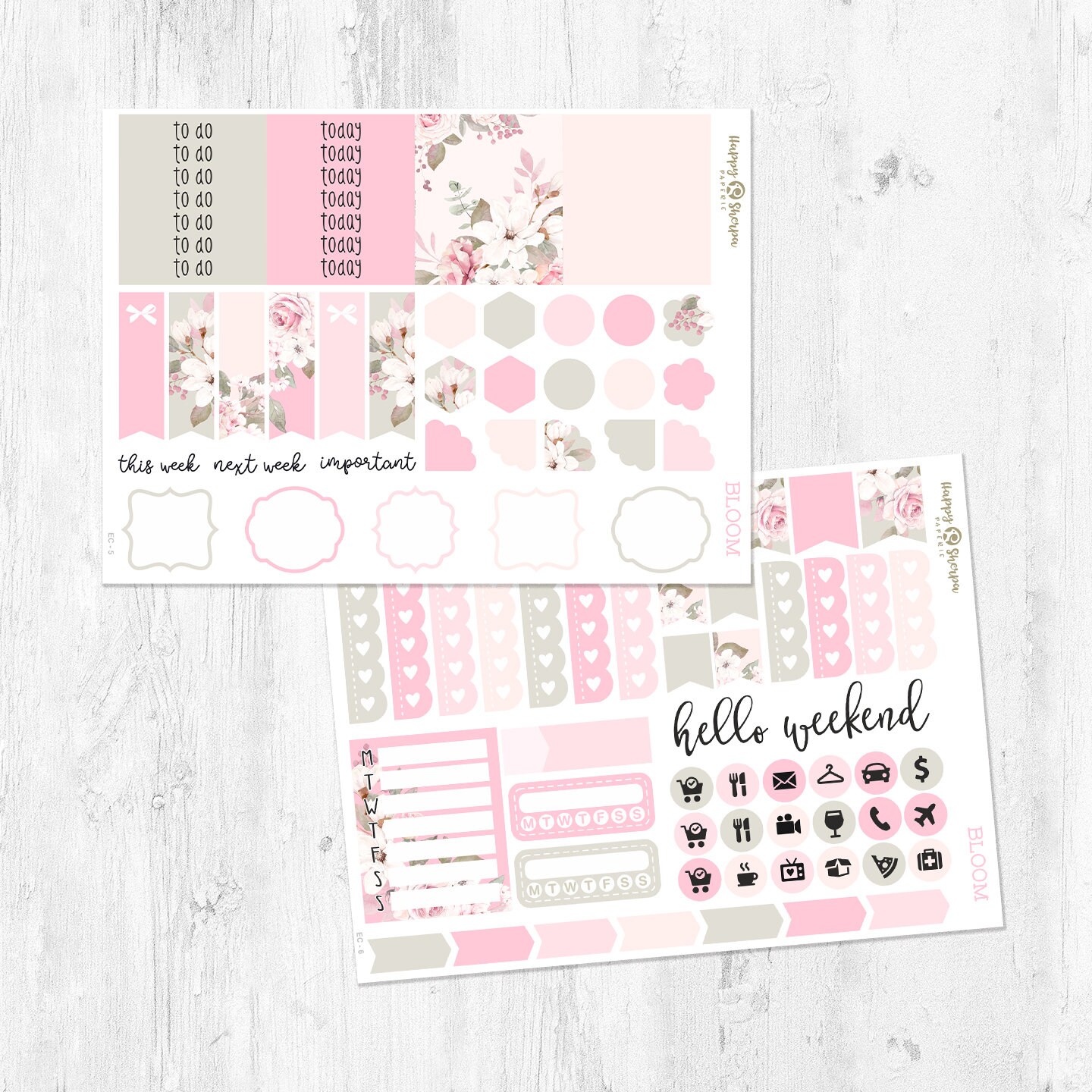 Bloom Planner Sticker Kit 6 Sheets for Happy Planner and Etsy