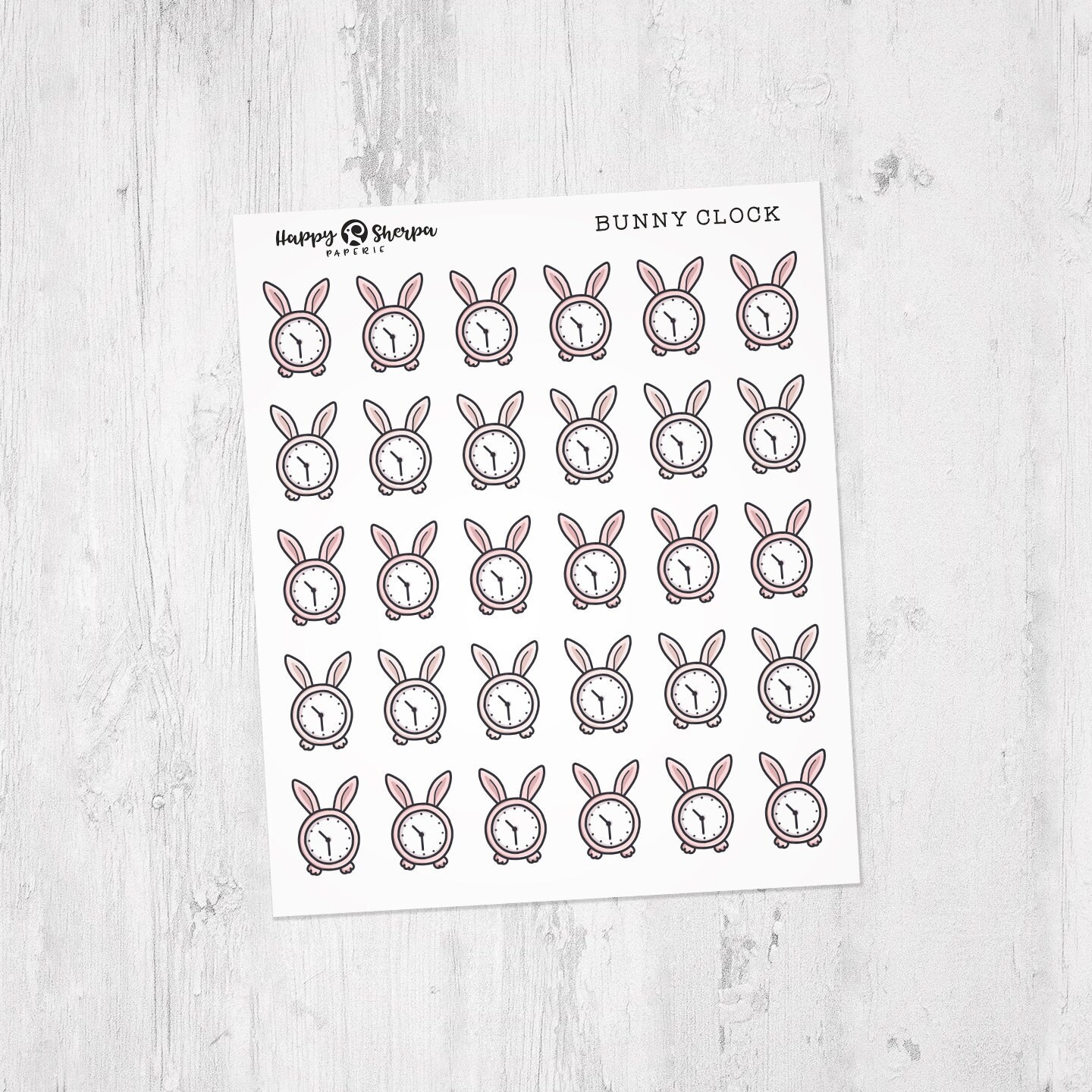 Bunny Clock - 30 Cute Doodle Planner Stickers - Etsy