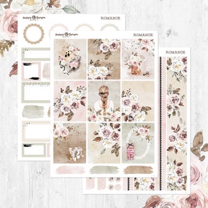 Romance - Silver Foil - Planner sticker kit (5 sheets) - for standard vertical planners