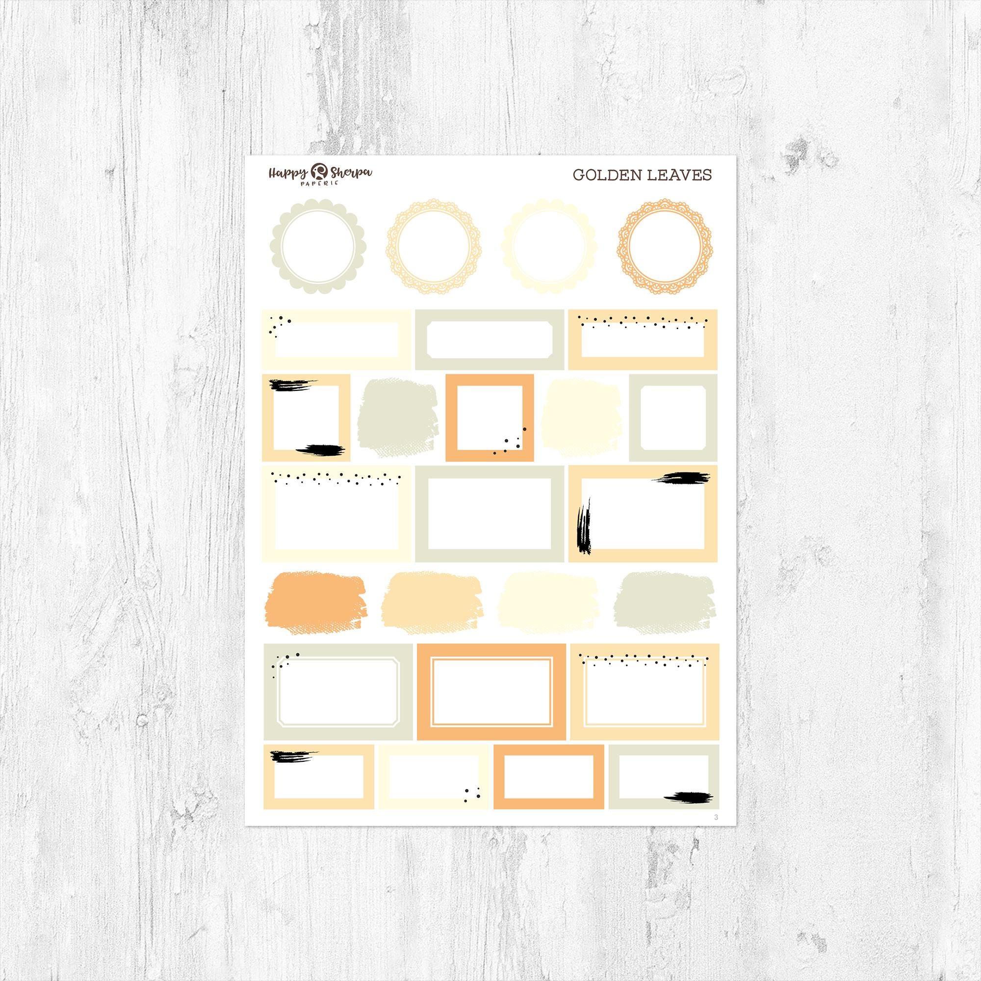 Golden Leaves - Gold Foil - Planner Sticker Kit (5 Sheets) - for ...
