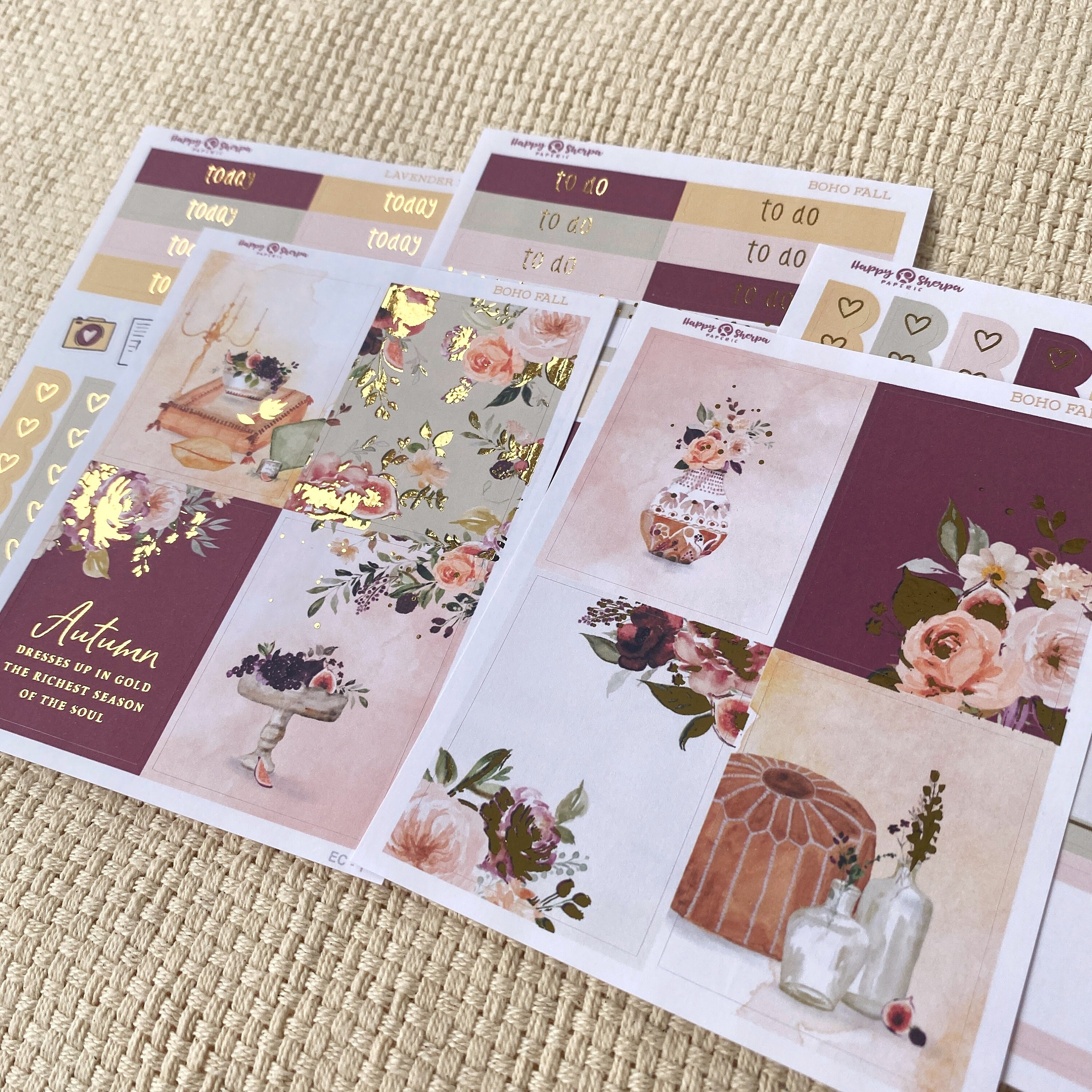 Boho Fall Mini Weekly Kit planner stickers 5 sheets - for Happy Planner ...