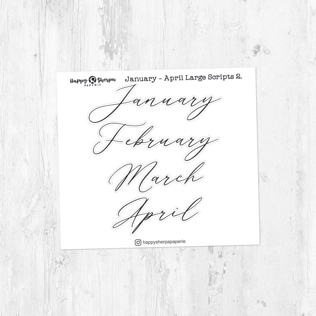 January-april Large Scripts 2. - Foiled Planner Deco Stickers - Etsy