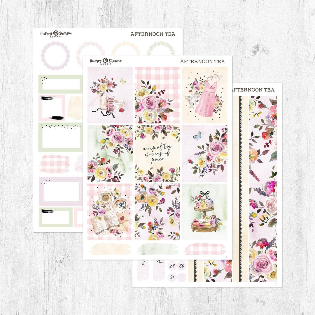 Afternoon Tea - Gold Foil - Planner Sticker Kit (5 Sheets) - for ...
