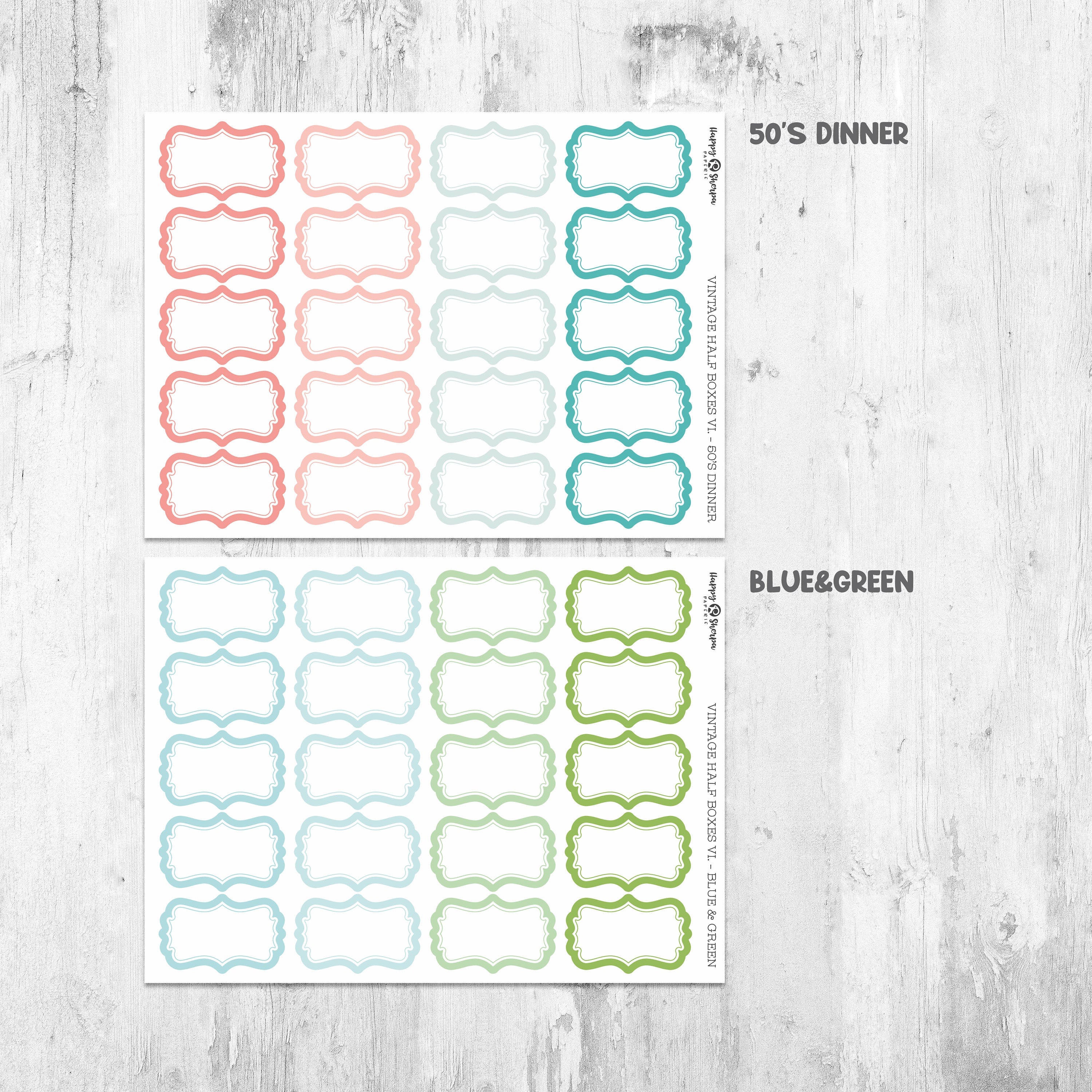 Vintage Half Boxes VI. - 20 Functional Planner Stickers - Color Palette ...