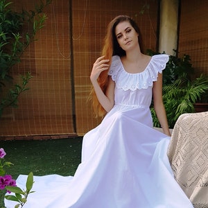 Romantic Cotton Nightgown, White Vintage Nightgown, 100% Cotton Nightgown, Vintage Cotton Nightgown, Vintage Cotton Dress, Vitage Style