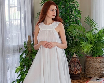 Women's Nightgown, Victorian nightgown, Cotton Nightgown, Victorian Camisole, Victorian Nightwear, Long cotton  nightgown, Bridal lingerie