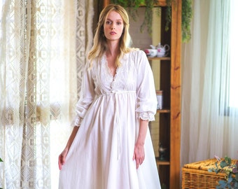 Victorian Nightgown, Cotton nightgown, Victorian chemise, Victorian sleepwear, Long nightgown, Romantic nightgown, White nightgown, Lingerie