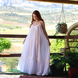 Bohemian Bride Nightgown Ivory White Long Nightgown, Vintage wedding dress, Romantic Wedding lingerie, Ivory white dress, Wedding night