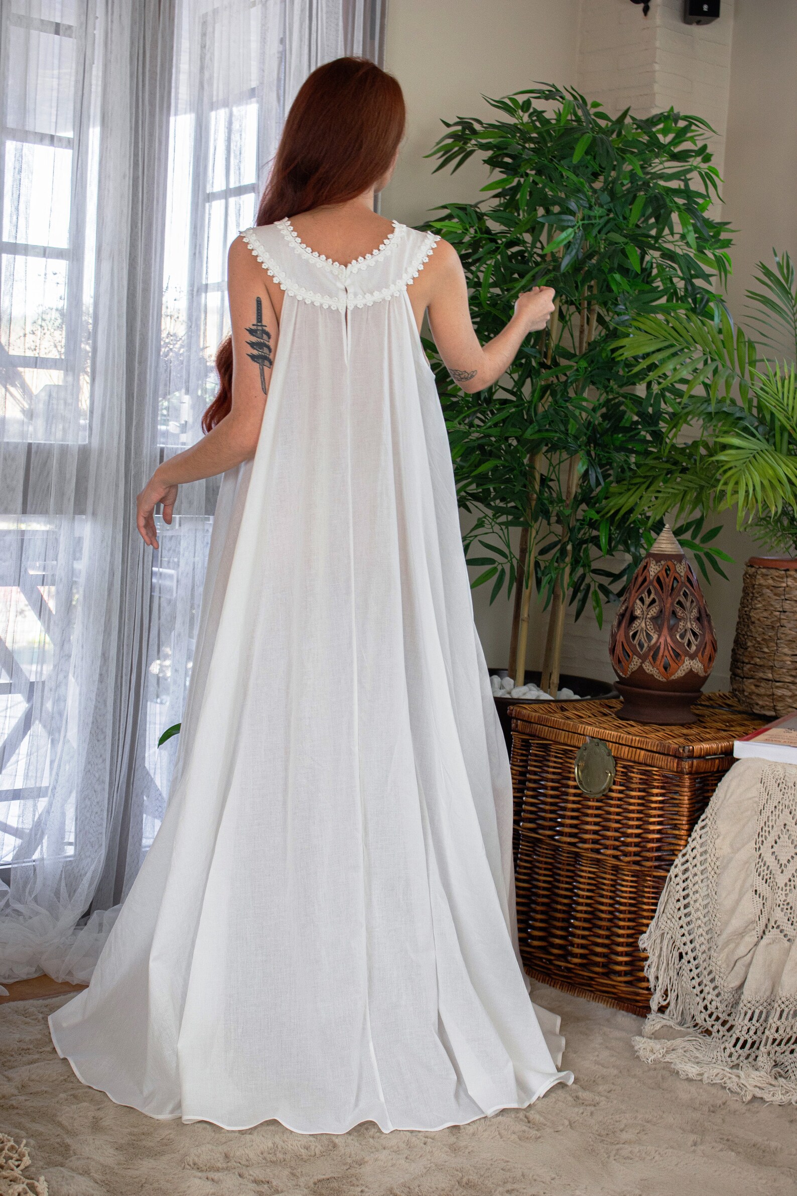 Cotton voile nightgown Vintage style nightgown Romantic Etsy