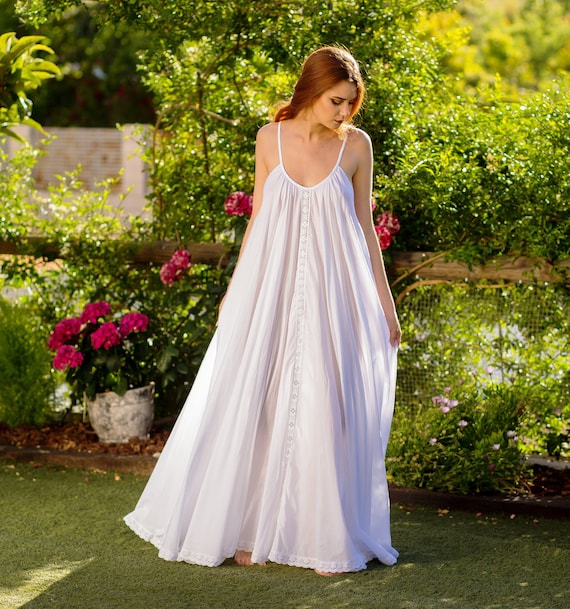 Organic Cotton Nightgown, Bridal Sleepwear, Full Sweep Nightgown