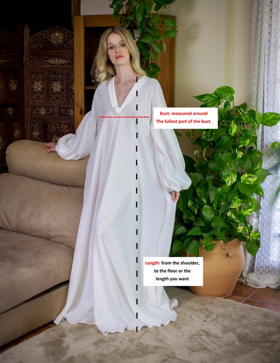 Soft Cotton Nightgown Long Nightgown Woman Cotton Loungewear White