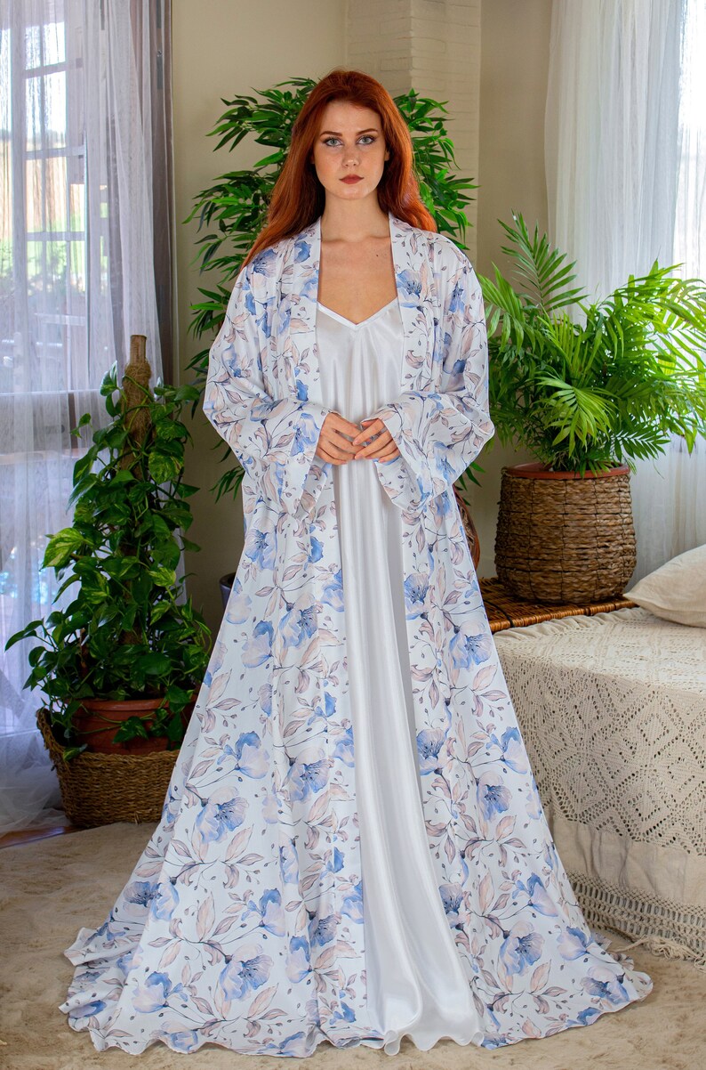 Cotton Satin Robe 100 Cotton Robe Wide Skirt Robe Women Etsy