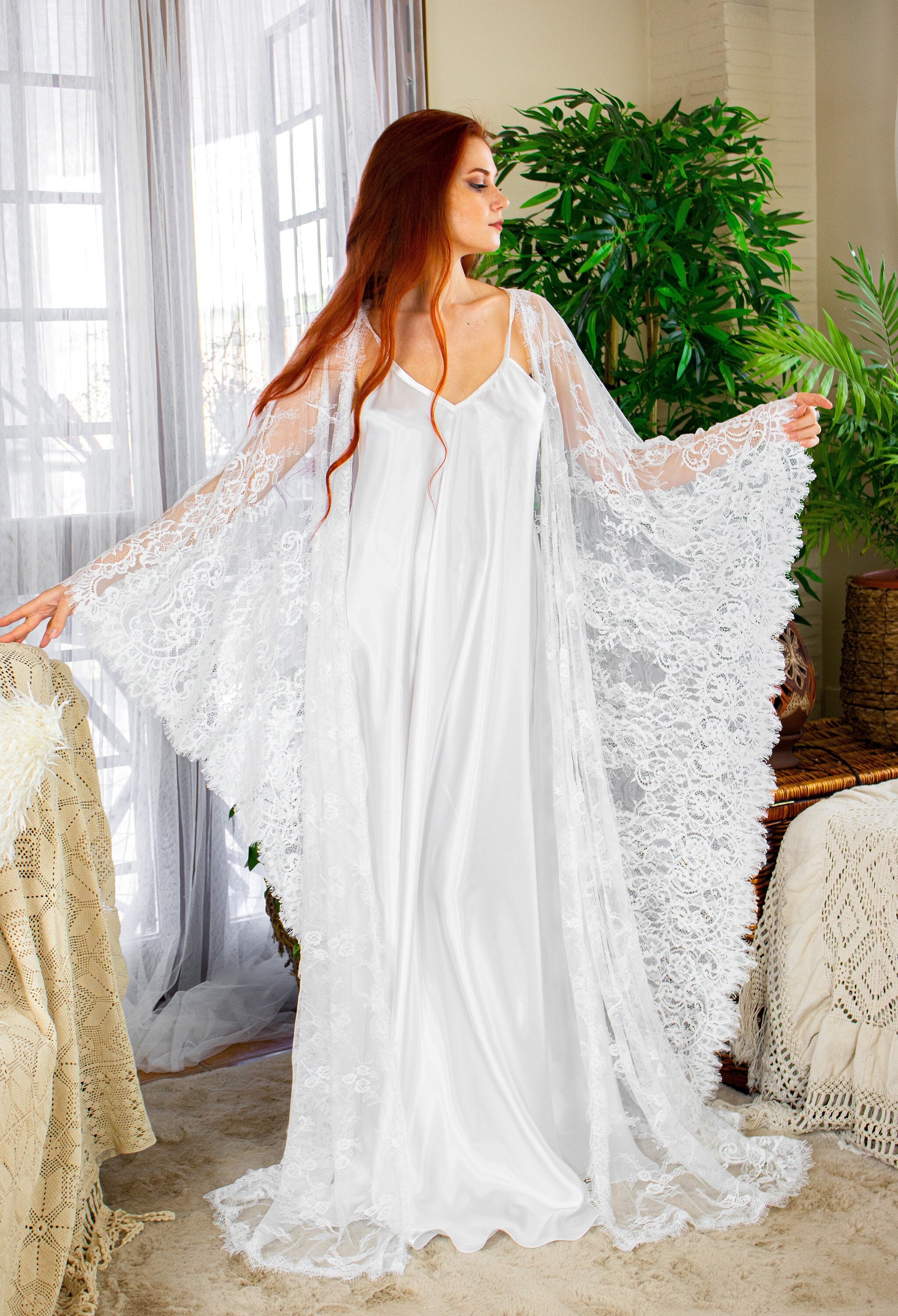 white lace kaftan