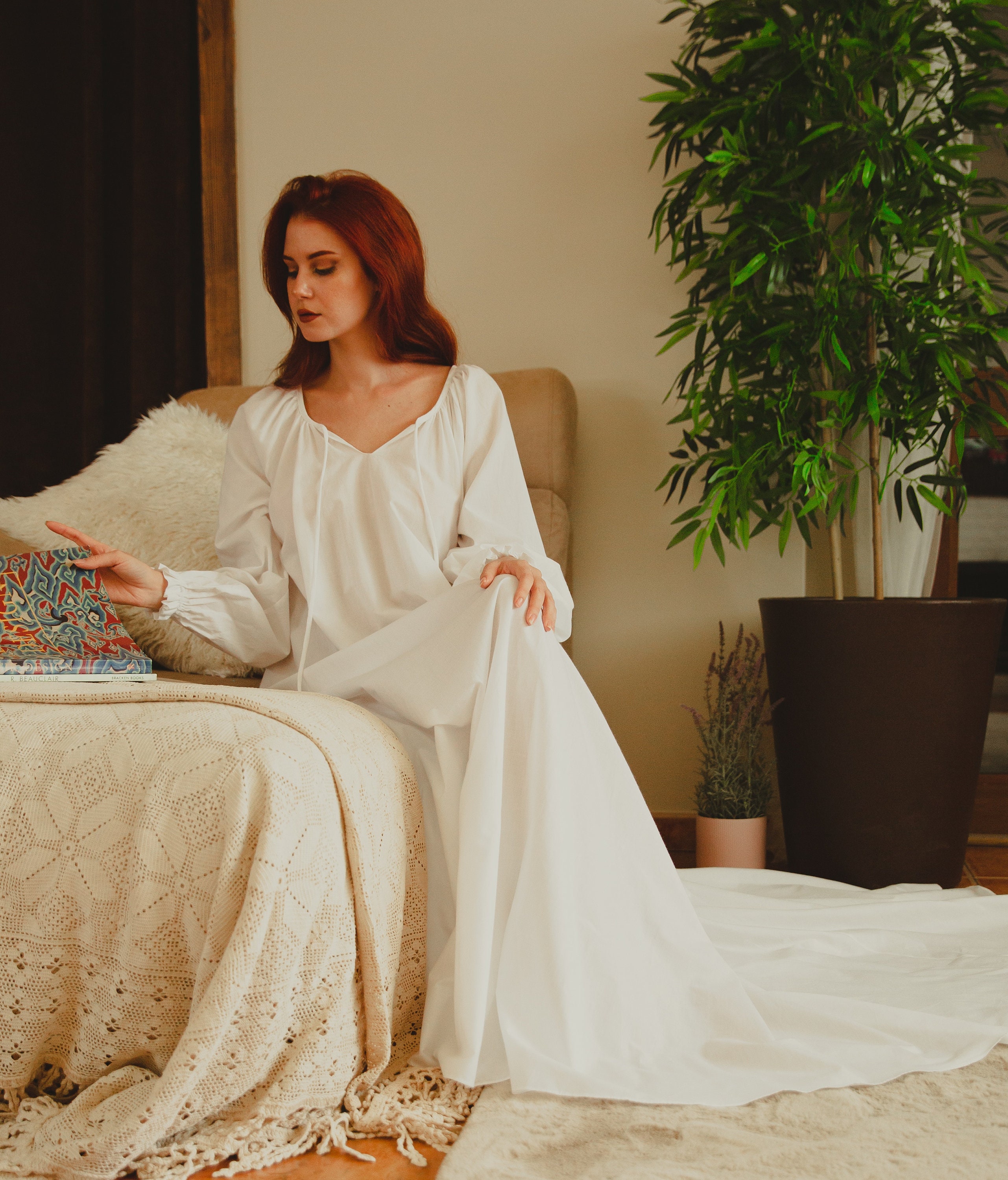100% Cotton Nightgown, Victorian Lingerie, Vintage Nightgown