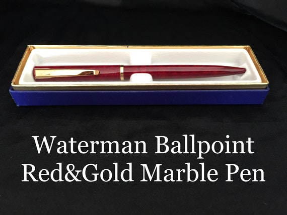 Waterman Red Gold Marble Pen Etsy