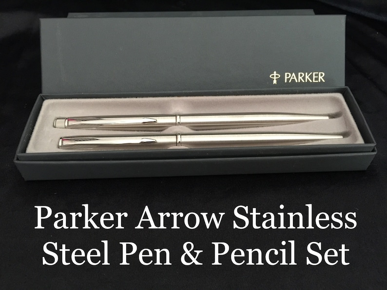 Parker Arrow Stainless Steel Pen ballpoint and Pencil Set Etsy