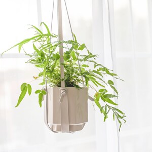 Hanging Leather Plant Holder Stylish Hanging Basket Modern Indoor Plant Pot Holders Minimalist Home Decor Black Brown Beige Beige