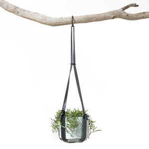 Hanging Leather Plant Holder Stylish Hanging Basket Modern Indoor Plant Pot Holders Minimalist Home Decor Black Brown Beige image 2
