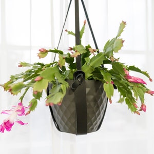 Hanging Leather Plant Holder Stylish Hanging Basket Modern Indoor Plant Pot Holders Minimalist Home Decor Black Brown Beige Black