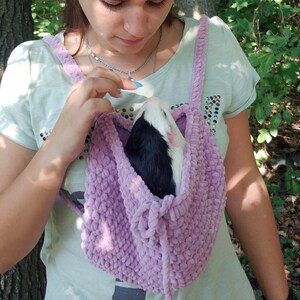 Guinea pig purple carrier. Small pet soft cozy carrier.