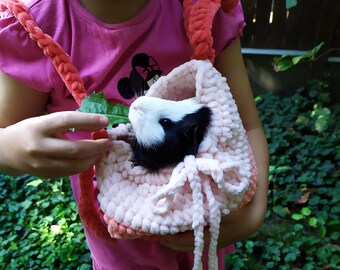 Guinea pig orange carrier -  Small pet soft cozy carrier - Guinea Pig  Sling - Bonding pouch scarf