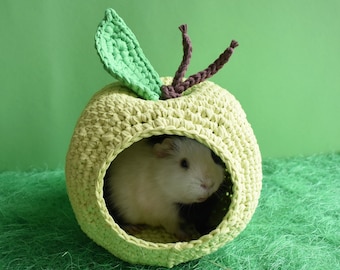 Green Apple Guinea Pig House: Handmade Cotton Small Pet Hideaway