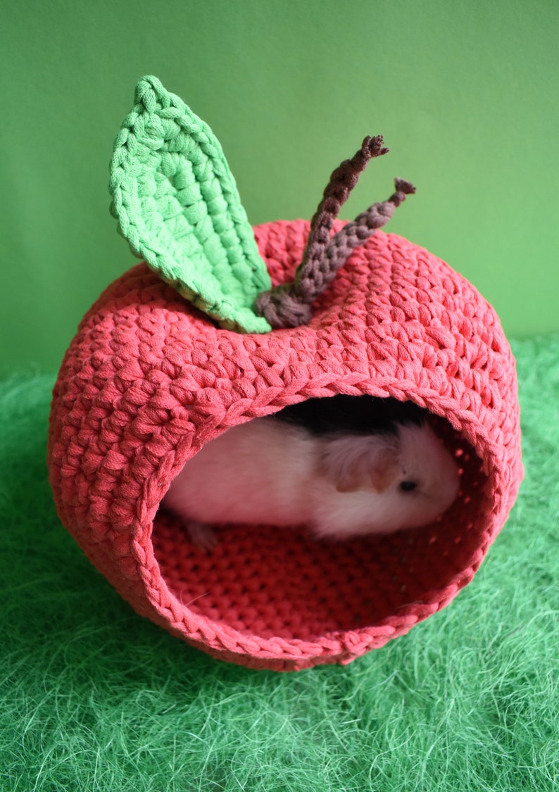 Guinea pig red apple house for cage. Small pet house. Funny guinea pig gift image 3