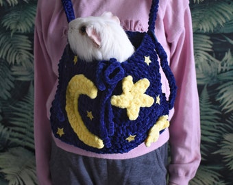 Guinea pig Space carrier. Dark blue carrier. Small pet soft cozy carrier.