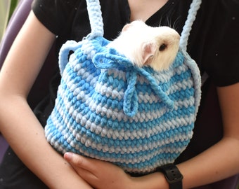 Guinea Pig Blue Stripes Carrier | Small Pet Soft Cozy Carrier | Guinea Pig Sling | Gift for daughter | Gift for pet lovers