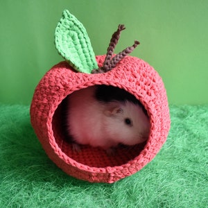 Guinea pig red apple house for cage. Small pet house. Funny guinea pig gift image 8