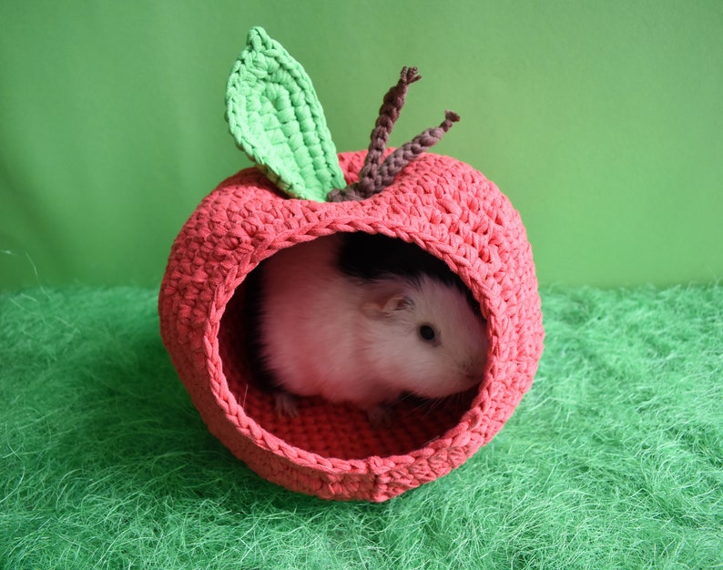 Guinea pig red apple house for cage. Small pet house. Funny guinea pig gift image 8