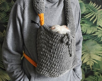 Gray Goose carrier for guinea pig - Small pet soft cozy bonding bag