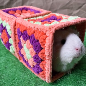 Handmade Granny Square Guinea Pig Tunnel: Plush Small Pet Hideaway