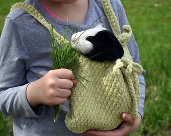 Guinea Pig Light Green Carrier | Small Pet Soft Cozy Carrier | Soft Sling Pouch for Guinea Pig | Guinea Pig Accessories