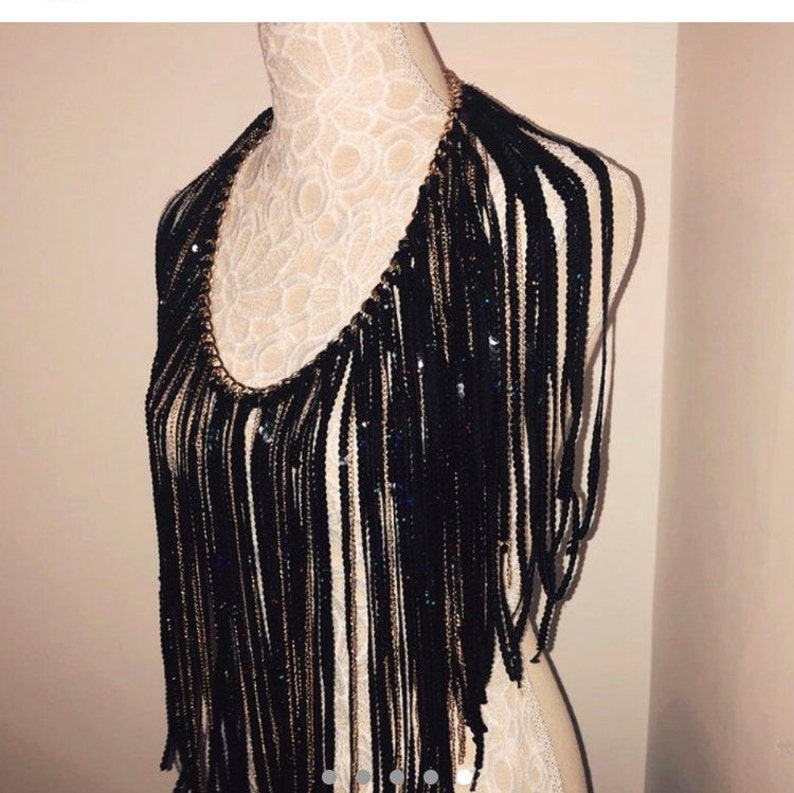 Sequin Chain Tassel Skirt Etsy