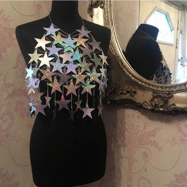 Holographic Sequin Star Harness / Top