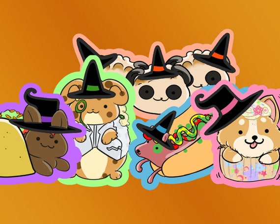 Halloween Foodimals Sticker: Kawaii Animal Food Decals