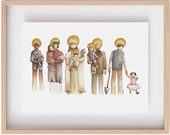 Dad Saints / Print / Catholic / Watercolor / Saint Joseph / Saint Louis Martin / Saint Thomas More / Catholic gift / Father's Day