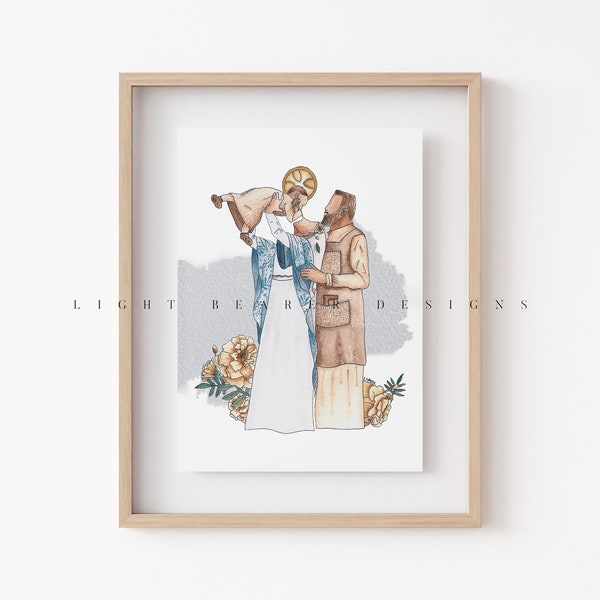 Holy Family / Print / Catholic / Watercolor / Catholic Gift / Mary / Joseph / Child Jesus