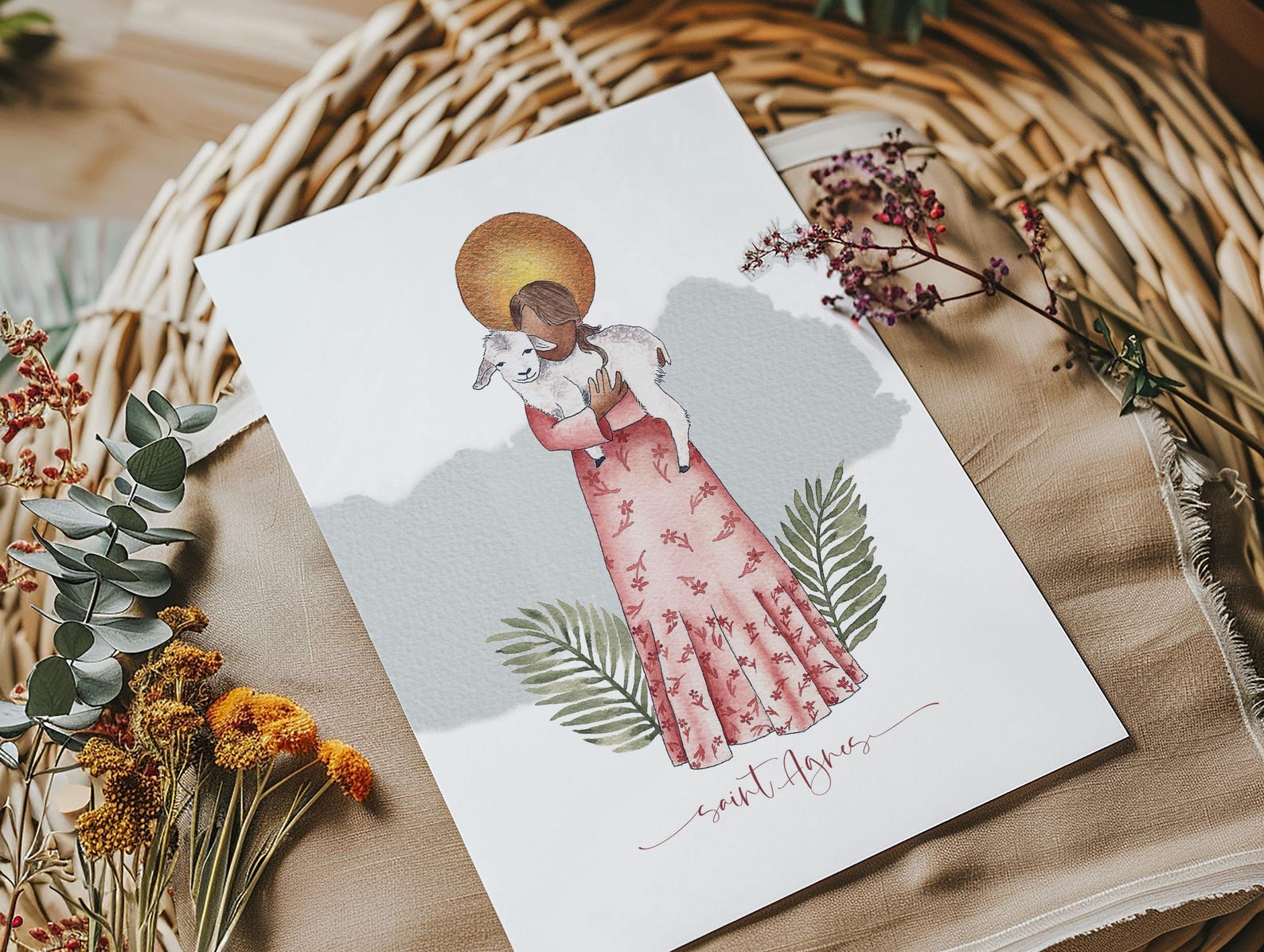 Saint Agnes / Print / Catholic / Watercolor / Catholic Gift - 5x7 inches