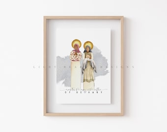 Mary and Martha of Bethany / Saint Print / Catholic / Catholic Gift