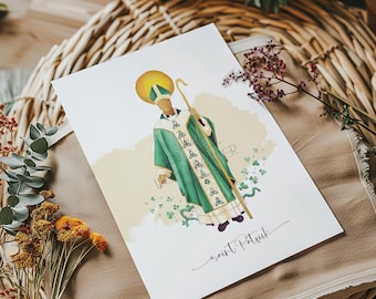 Saint Patrick Watercolor Print, Catholic Art
