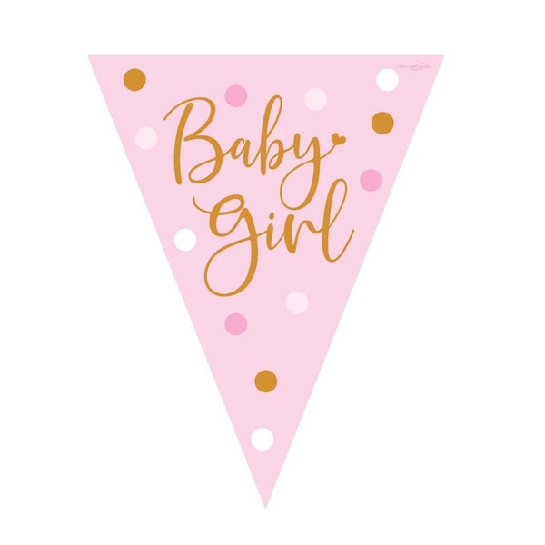 Baby Girl Bunting - 3.9m, baby shower decorations, pink baby shower decorations, baby girl baby shower decorations, girl gender reveal decor