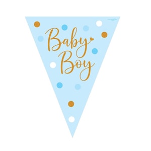 Baby Boy Bunting - 3.9m, baby shower decorations, blue baby shower decorations, baby boy baby shower decorations, boy gender reveal decor