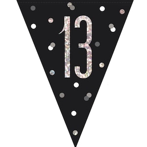 13th Birthday Black Bunting - 13th birthday bunting, 13th birthday boy decoration, 13th birthday decoration, 13th birthday party decoration