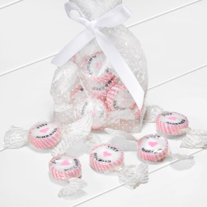 Pink 'Just Married' Rock Sweets - Wedding favours, wedding sweet favours, just married wedding favours, wedding favours for guests