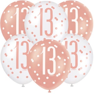 13th Birthday Rose Gold Balloons, 13th birthday party decorations, 13th birthday girl decorations, happy 13th birthday balloons