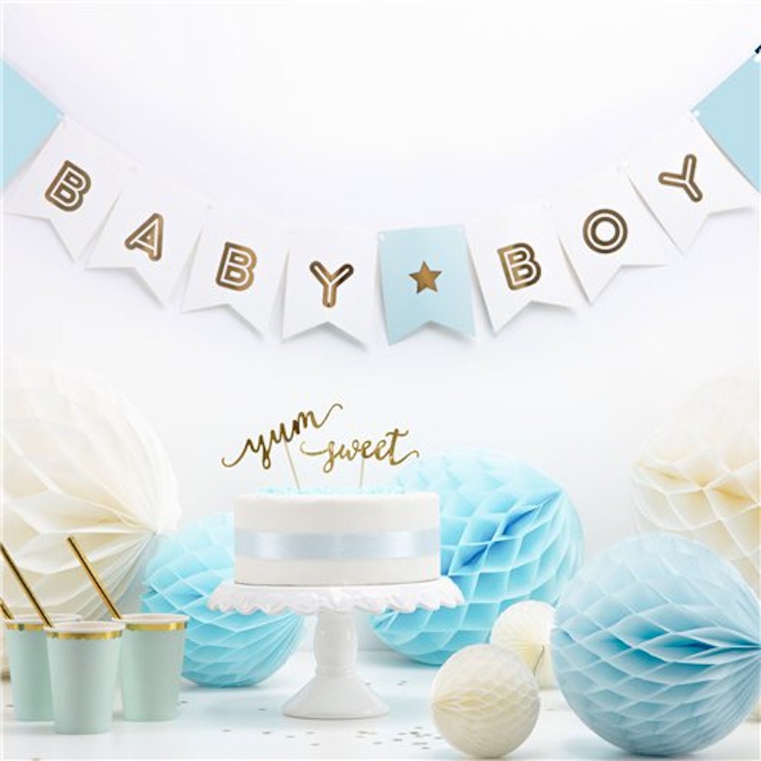 Pre-Strung Sweet Baby Boy Banner - No DIY Required For Baby Showers & Gender Reveals