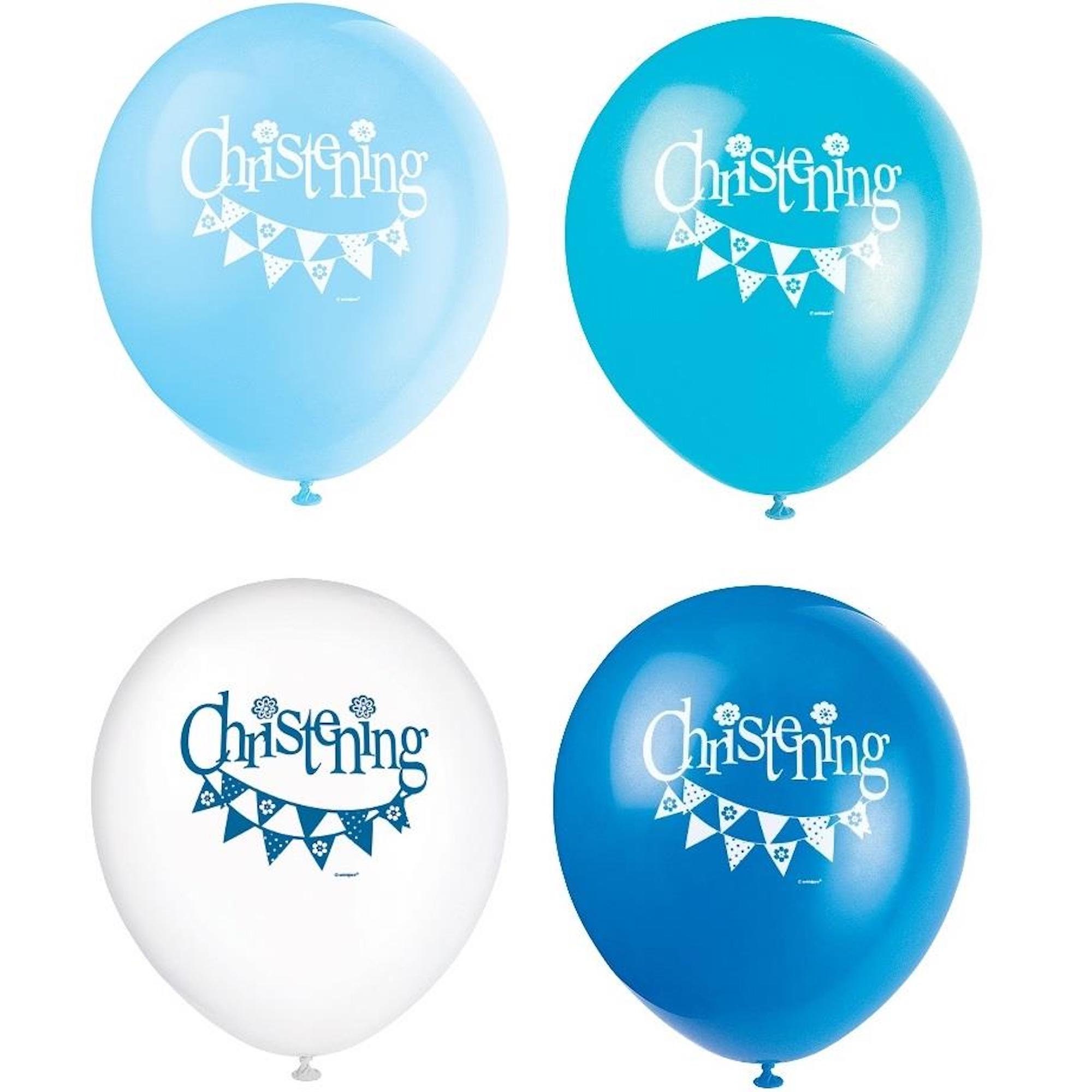 blue christening balloons